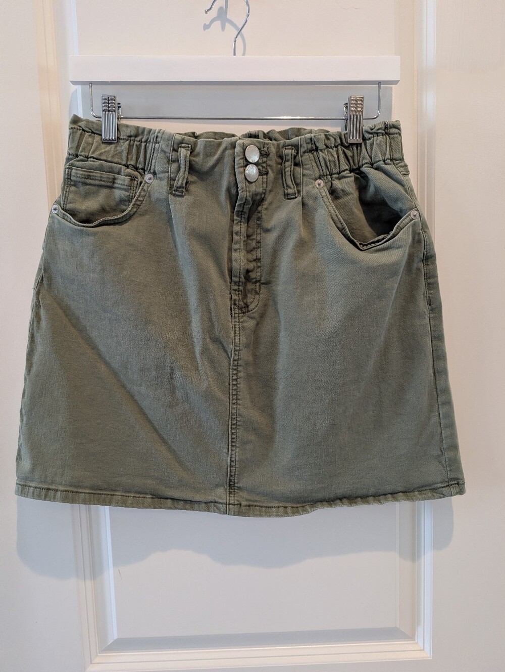 Dear John Olive Green A-Line Denim-Style Skirt